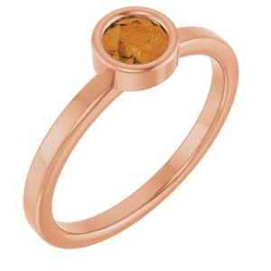 14K Rose Gold 4.5 mm Natural Citrine Ring