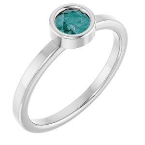 Rhodium-Plated Sterling Silver 4.5 mm Lab-Grown Alexandrite Ring
