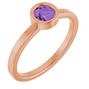 14K Rose Gold 4.5 mm Natural Amethyst Ring