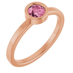 14K Rose Gold 4.5 mm Natural Pink Tourmaline Ring