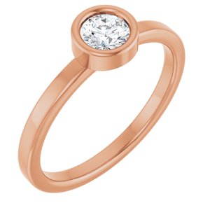 14K Rose Gold 4.5 mm Natural White Sapphire Ring