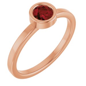 14K Rose Gold 4.5 mm Natural Mozambique Garnet Ring