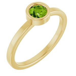 14K Yellow Gold 4.5 mm Natural Peridot Ring