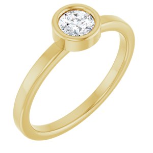 14K Yellow Gold 4.5 mm Natural White Sapphire Ring