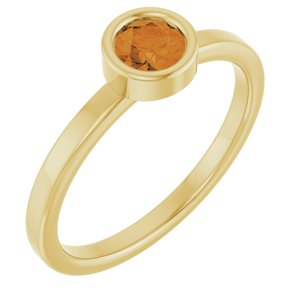 14K Yellow Gold 4.5 mm Natural Citrine Ring