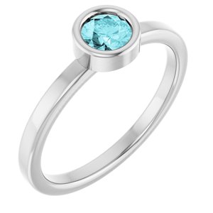 Platinum 4.5 mm Natural Blue Zircon Ring
