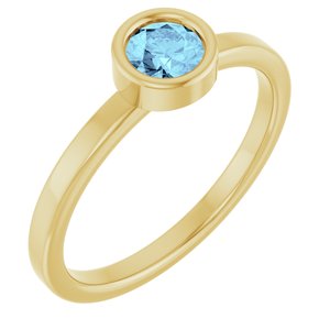 14K Yellow Gold 4.5 mm Natural Aquamarine Ring