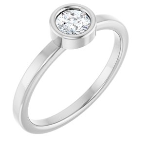 Rhodium-Plated Sterling Silver 4.5 mm Natural White Sapphire Ring