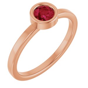 14K Rose Gold 4.5 mm Natural Ruby Ring