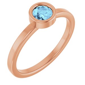 14K Rose Gold 4.5 mm Natural Aquamarine Ring