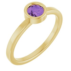 14K Yellow Gold 4.5 mm Natural Amethyst Ring