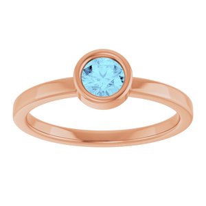 14K Rose Gold 4.5 mm Natural Aquamarine Ring