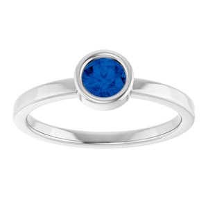 Platinum 4.5 mm Natural Blue Sapphire Ring