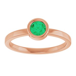 14K Rose Gold 4.5 mm Natural Emerald Ring
