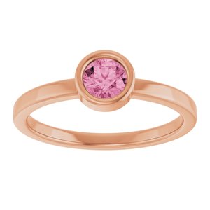 14K Rose Gold 4.5 mm Natural Pink Tourmaline Ring