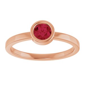 14K Rose Gold 4.5 mm Natural Ruby Ring