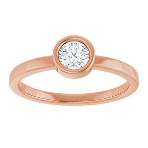 14K Rose Gold 4.5 mm Natural White Sapphire Ring
