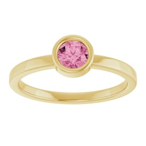 14K Yellow Gold 4.5 mm Natural Pink Tourmaline Ring