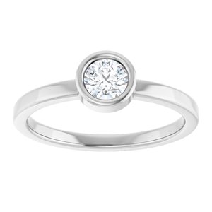 Rhodium-Plated Sterling Silver 4.5 mm 1/3 CT Natural Diamond Ring