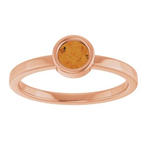 14K Rose Gold 4.5 mm Natural Citrine Ring