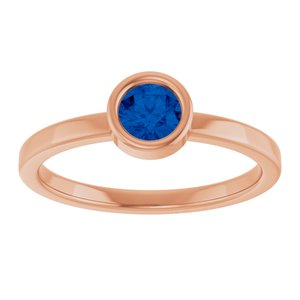 14K Rose Gold 4.5 mm Natural Blue Sapphire Ring