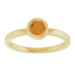 14K Yellow Gold 4.5 mm Natural Citrine Ring