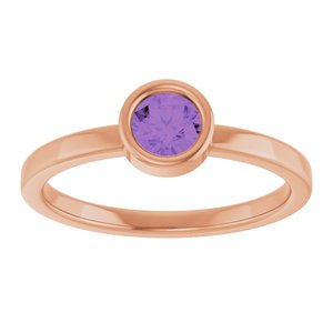 14K Rose Gold 4.5 mm Natural Amethyst Ring