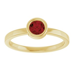 14K Yellow Gold 4.5 mm Natural Mozambique Garnet Ring