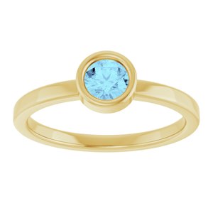 14K Yellow Gold 4.5 mm Natural Aquamarine Ring