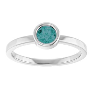14K White Gold 4.5 mm Lab-Grown Alexandrite Ring