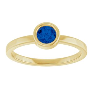 14K Yellow Gold 4.5 mm Natural Blue Sapphire Ring
