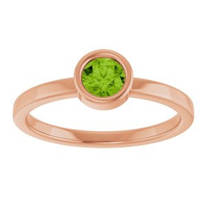 14K Rose Gold 4.5 mm Natural Peridot Ring