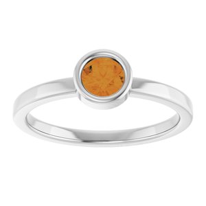 14K White Gold 4.5 mm Natural Citrine Ring