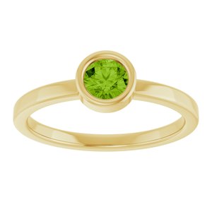 14K Yellow Gold 4.5 mm Natural Peridot Ring