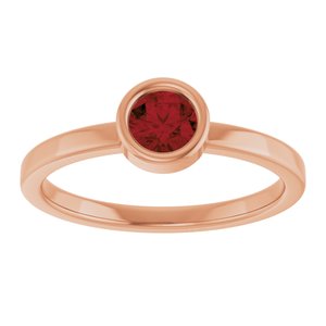 14K Rose Gold 4.5 mm Natural Mozambique Garnet Ring