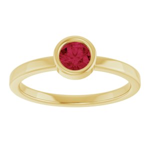 14K Yellow Gold 4.5 mm Natural Ruby Ring