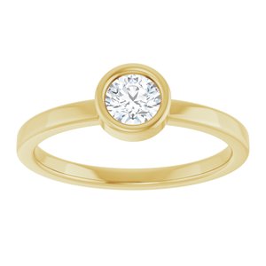 14K Yellow Gold 4.5 mm Natural White Sapphire Ring