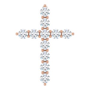 14K Rose Gold 3/8 CTW Lab-Grown Diamond Cross Pendant