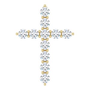 14K Yellow 3/8 CTW Natural Diamond Cross Pendant