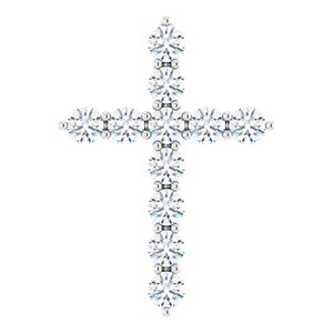 14K White 3/8 CTW Natural Diamond Cross Pendant