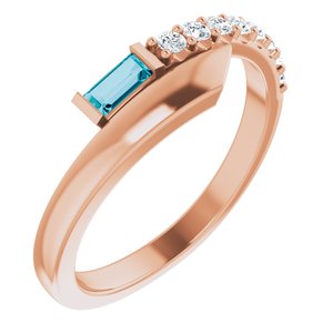 14K Rose Gold Natural London Blue Topaz & 1/6 CTW Natural Diamond Bypass Ring