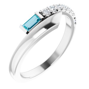 Sterling Silver Natural London Blue Topaz & 1/6 CTW Natural Diamond Bypass Ring