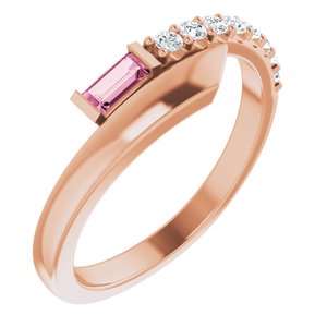 14K Rose Gold Natural Pink Sapphire & 1/6 CTW Natural Diamond Bypass Ring