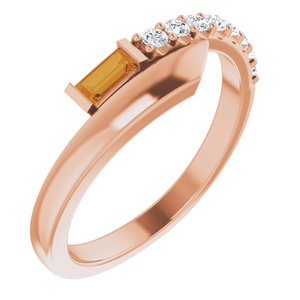 14K Rose Gold Natural Citrine & 1/6 CTW Natural Diamond Bypass Ring
