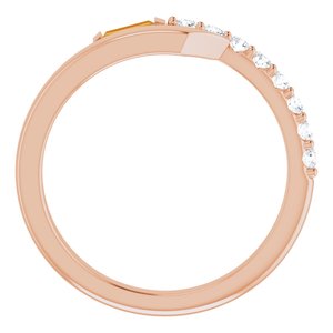 14K Rose Gold Natural Citrine & 1/6 CTW Natural Diamond Bypass Ring