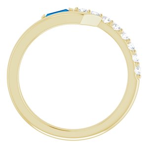 14K Yellow Gold Natural Blue Sapphire & 1/6 CTW Natural Diamond Bypass Ring