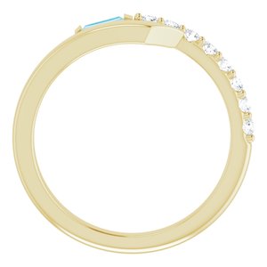 14K Yellow Gold Natural London Blue Topaz & 1/6 CTW Natural Diamond Bypass Ring