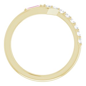 14K Yellow Gold Natural Pink Sapphire & 1/6 CTW Natural Diamond Bypass Ring