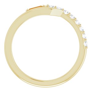 14K Yellow Gold Natural Citrine & 1/6 CTW Natural Diamond Bypass Ring