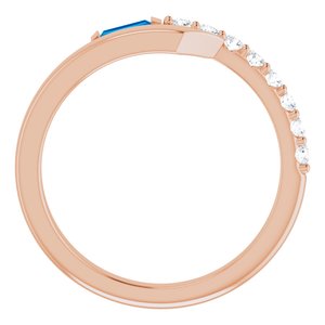 14K Rose Gold Natural Blue Sapphire & 1/6 CTW Natural Diamond Bypass Ring